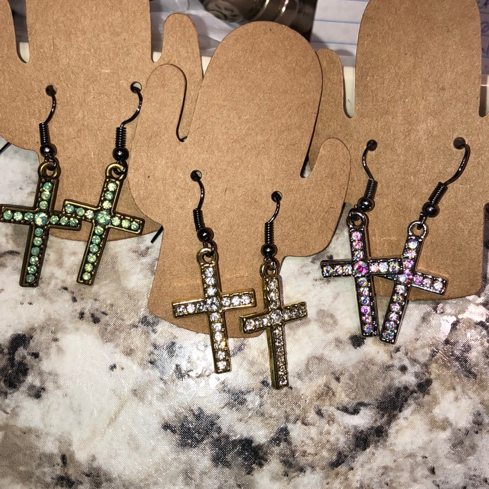 Small cross earrings